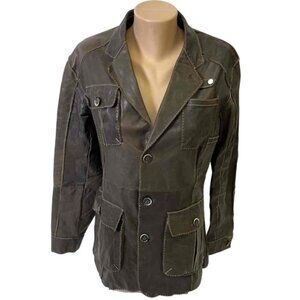 Women’s VTG Boss Hugo Boss Size 6/8 S Brown Leather Tailored Shirt Blazer Jacket